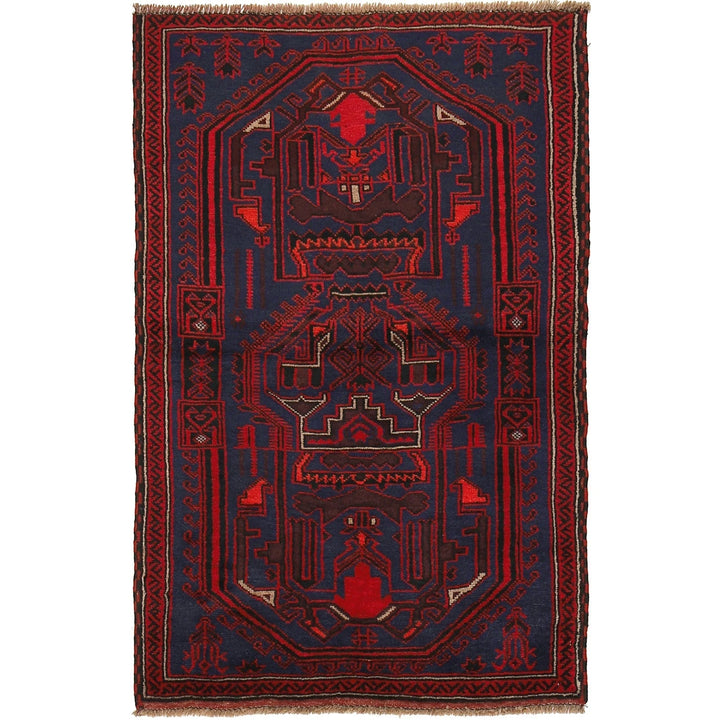 Navy Afghan Baluchi Rug 2' 11" x 4' 8" Hand-Knotted | No. AL88293