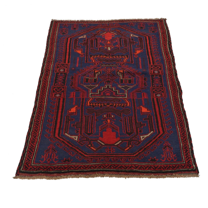 Navy Afghan Baluchi Rug 2' 11" x 4' 8" Hand-Knotted | No. AL88293