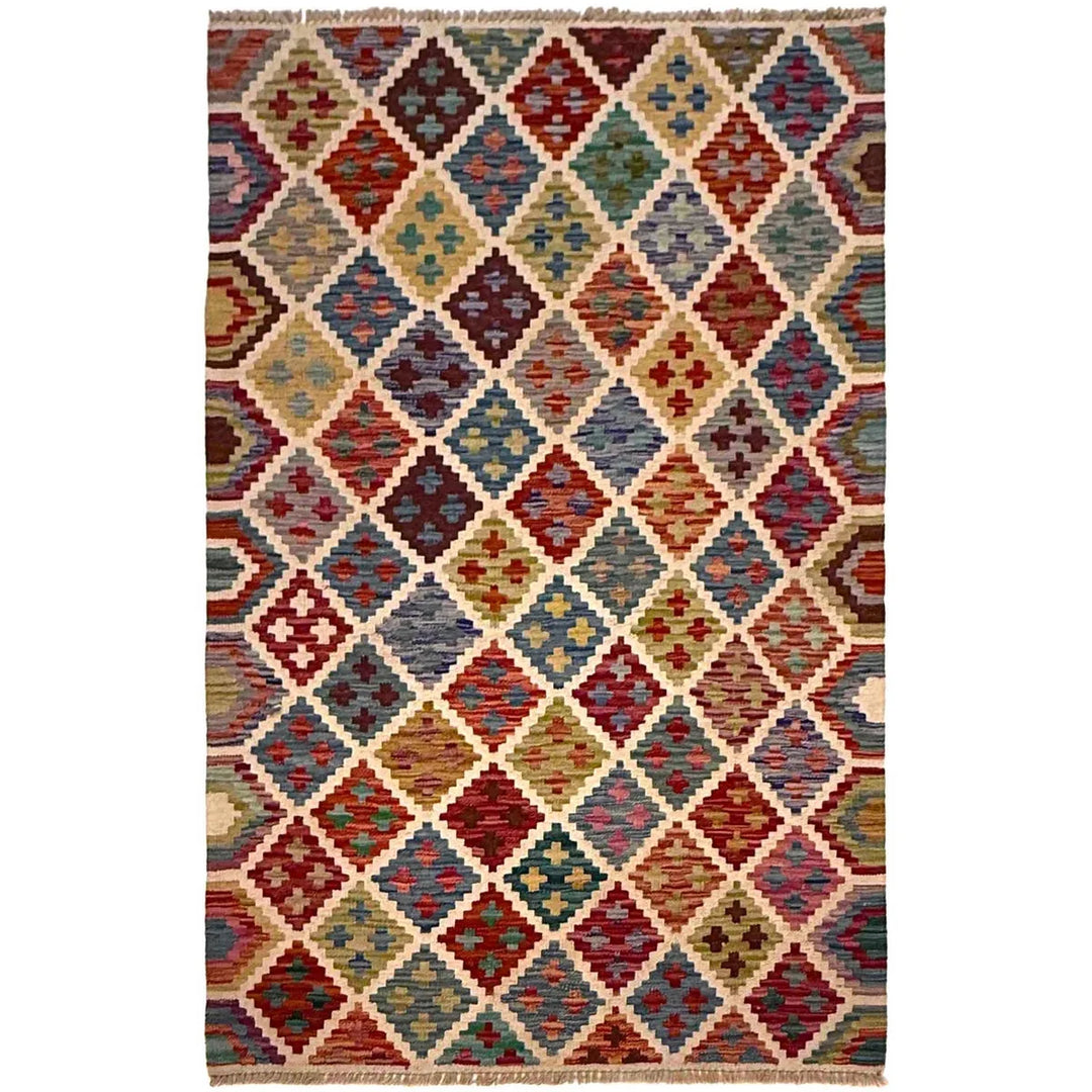 Afghan Kilim Rug 3' 4" x 5' 0" Flat-Weave | No. AL88294