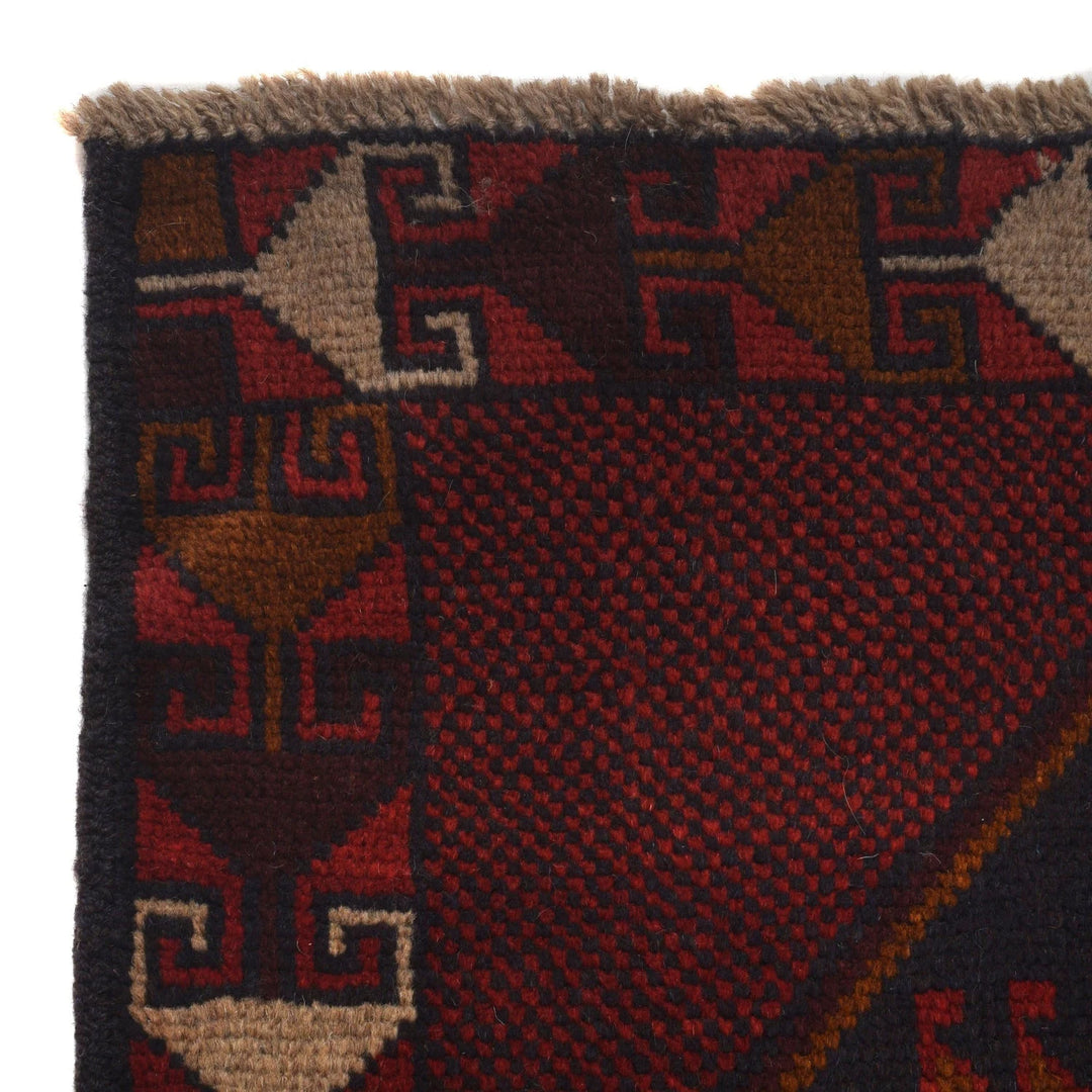 Red Afghan Baluchi Rug 3' 10" x 7' 1" Hand-Knotted | No. AL88328