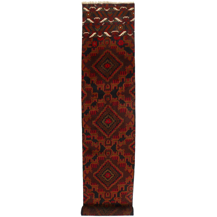 Afghan Baluchi Rug 2'2" x 12'11" Hand-Knotted | No. AL88397