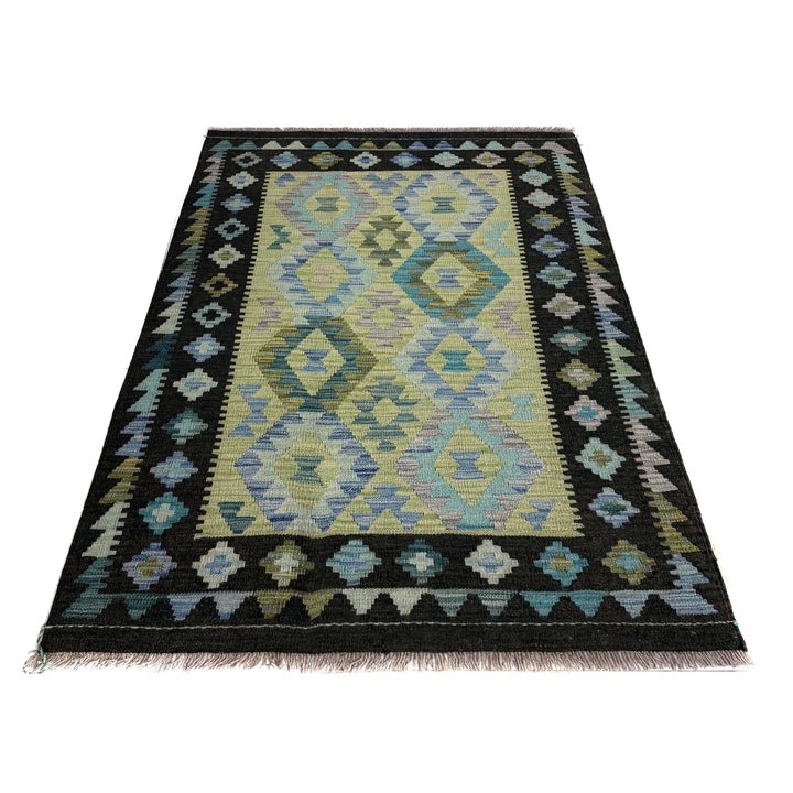 Multicolor Afghan Vegetable Kilim Rug 3' 5" x 4' 10" Flat-Weave | No. AL88416