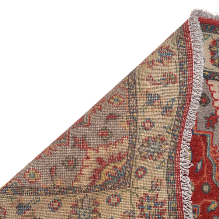 Red Afghan Kazak Rug 2' 6" x 10' 11" Hand-Knotted | No. AL88496