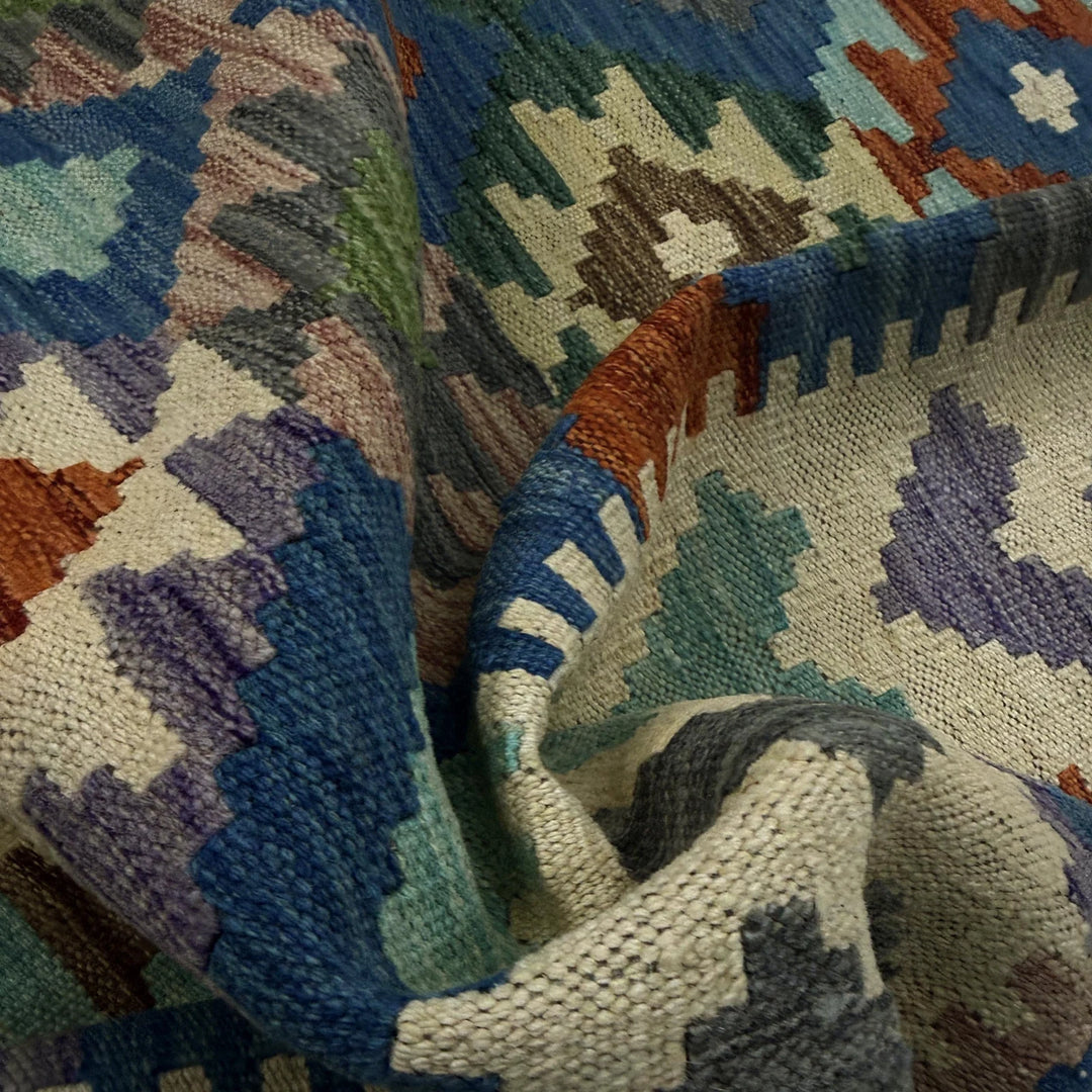 Afghan Vegetable Kilim Rug 5' 7" x 8' 1" Flat-Weave | No. AL885137