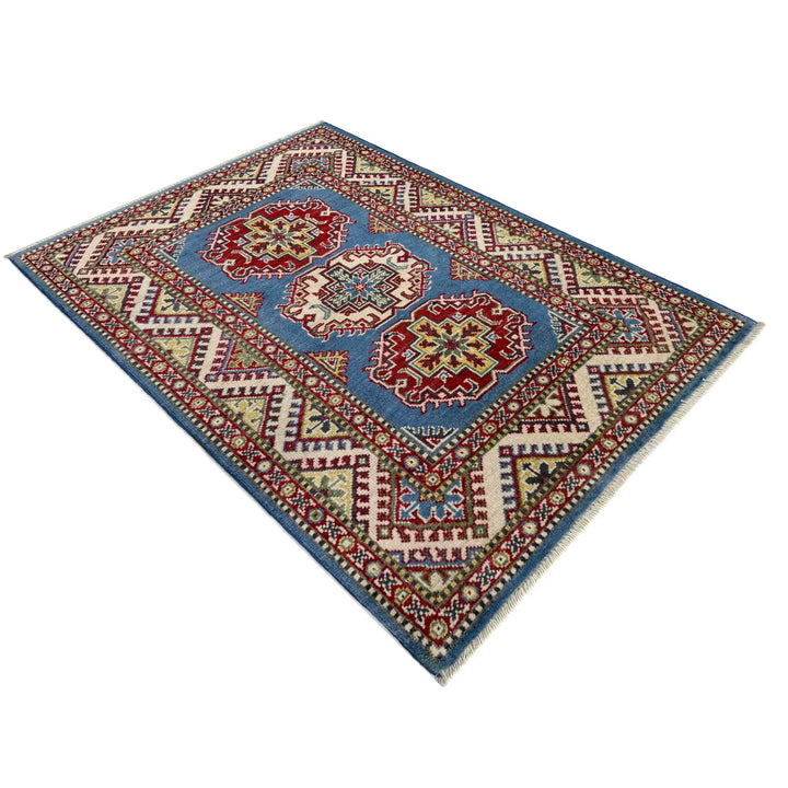 Blue Afghan Kazak Rug 2' 8" x 4' 1" Hand-Knotted | No. AL88554
