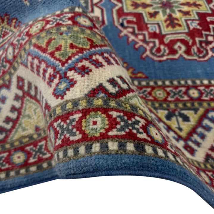 Blue Afghan Kazak Rug 2' 8" x 4' 1" Hand-Knotted | No. AL88554