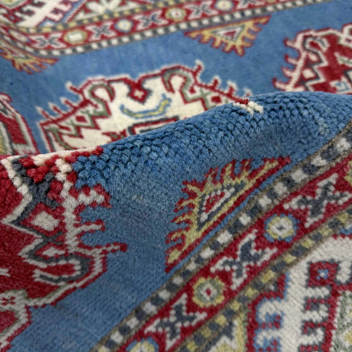 Blue Afghan Kazak Rug 2' 8" x 4' 1" Hand-Knotted | No. AL88554