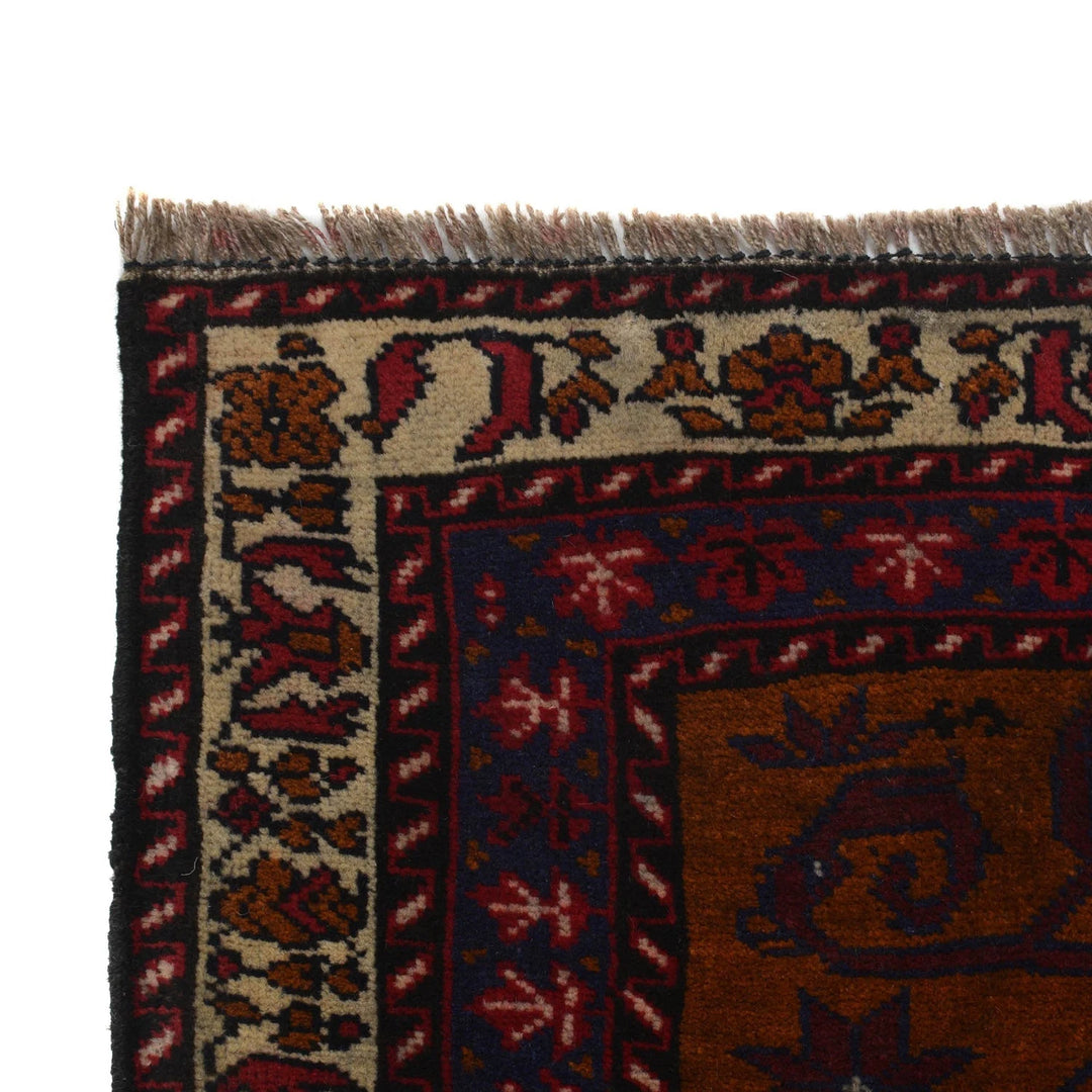 Brown Afghan Prayer Rug 2' 10" x 4' 4" Hand-Knotted | No. AL88566