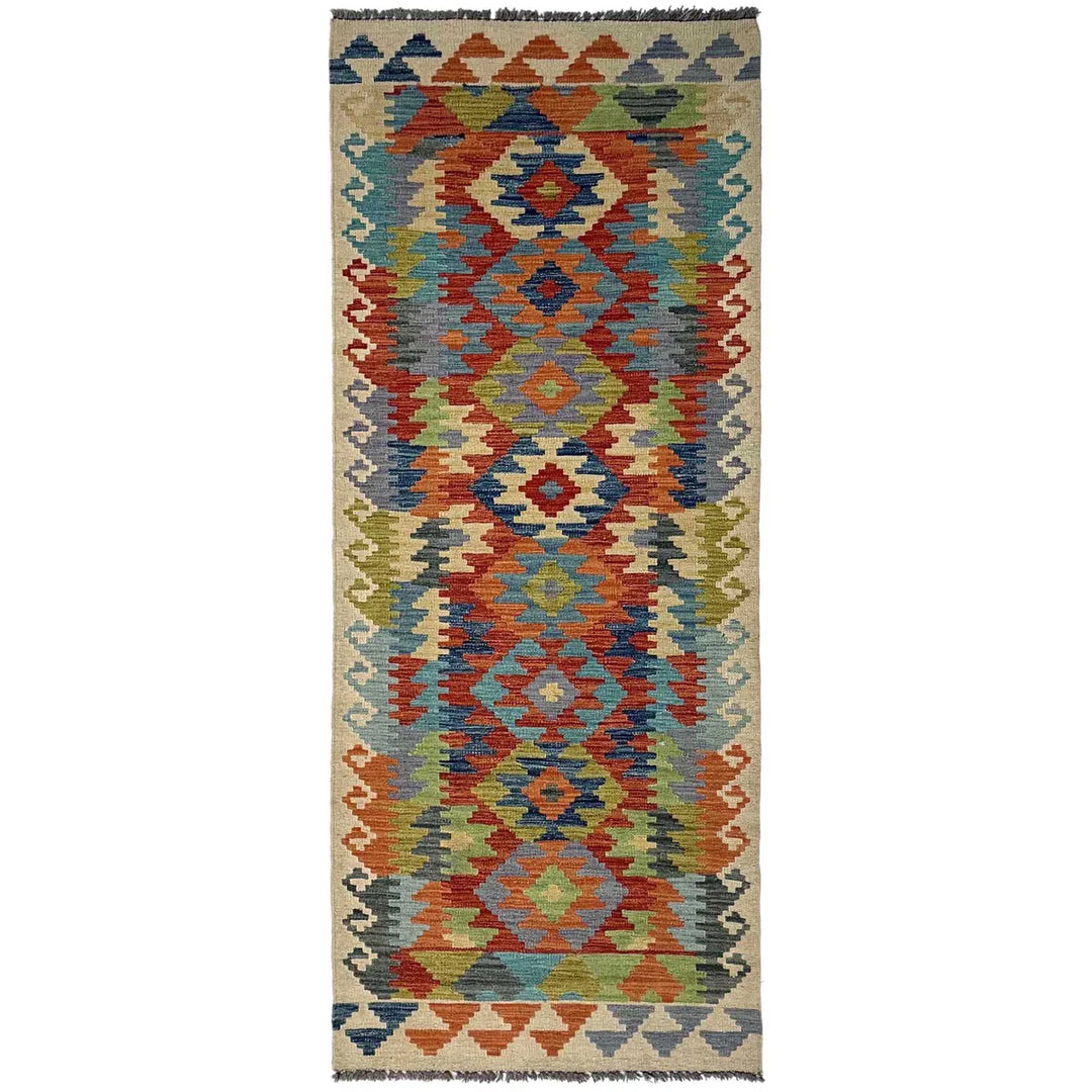 Afghan Vegetable Kilim Rug 2' 9" x 8' 4" Flat-Weave | No. AL88599