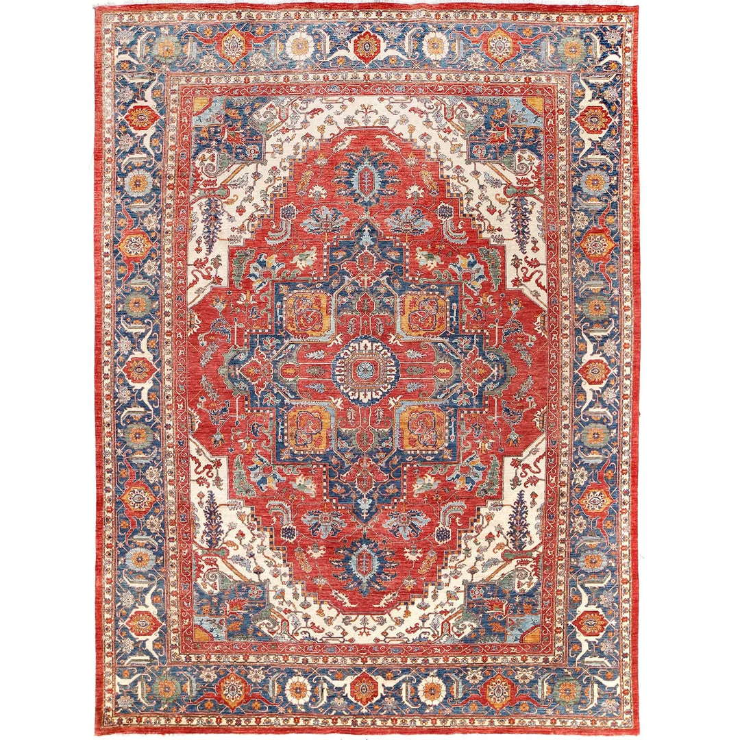 Afghan Heriz Rug 10' 0" x 13' 6" Hand-Knotted | No. AL88731