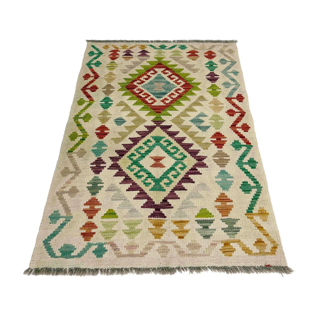Afghan Vegetable Kilim Rug 2' 5" x 4' 1" Flat-Weave | No. AL887407