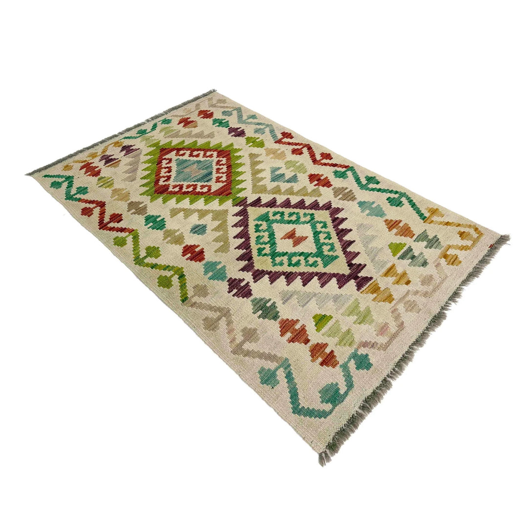 Afghan Vegetable Kilim Rug 2' 5" x 4' 1" Flat-Weave | No. AL887407