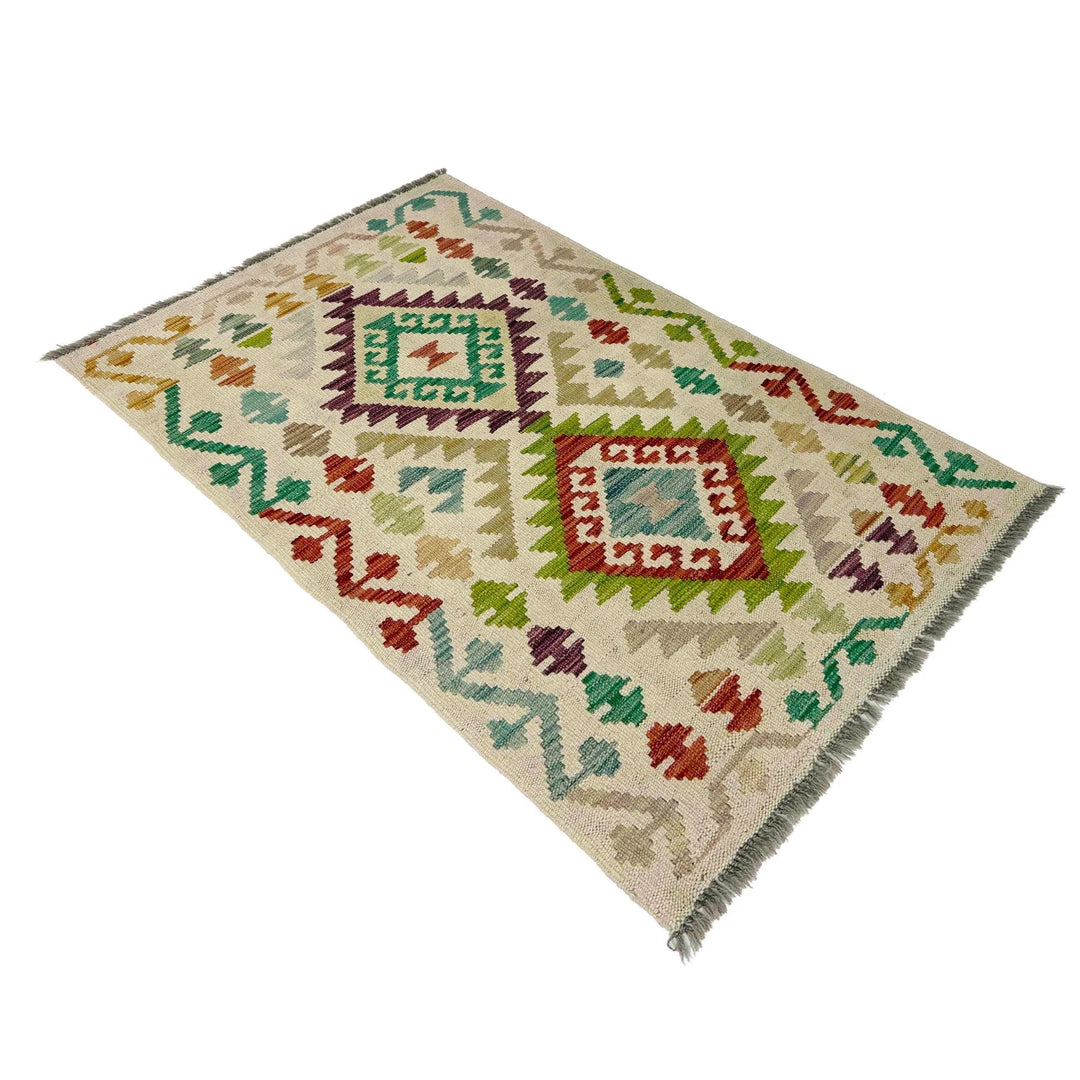 Afghan Vegetable Kilim Rug 2' 5" x 4' 1" Flat-Weave | No. AL887407