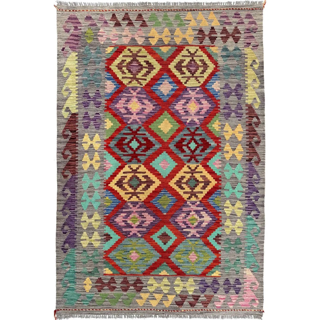 Afghan Kilim Rug 3' 10" x 5' 9" Flat-Weave | No. AL88741