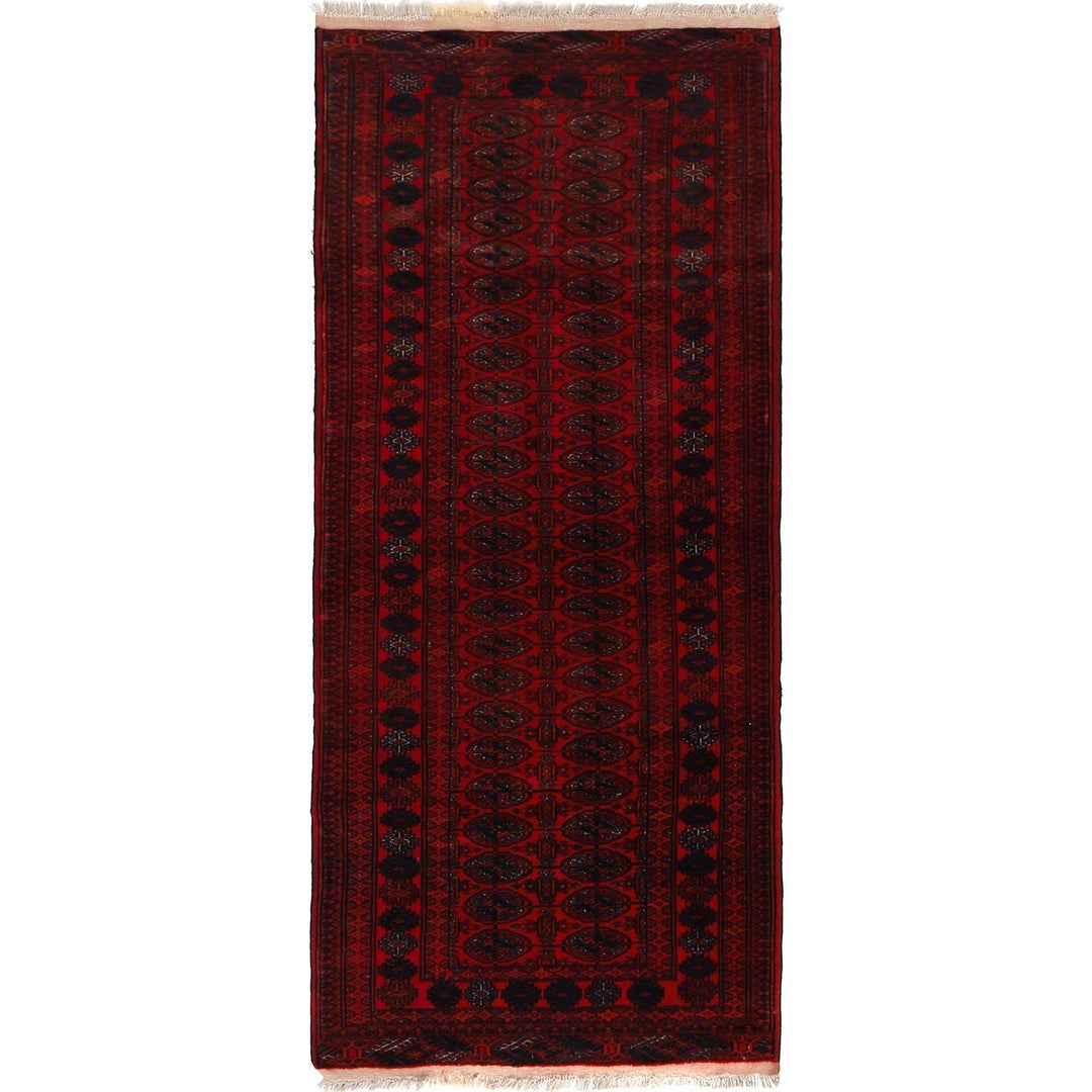 Dark Red Afghan Bokhara Rug 2' 8" x 6' 1" Hand-Knotted | No. AL88760