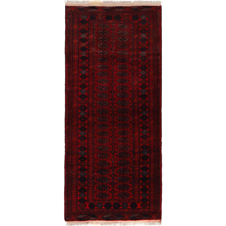 Dark Red Afghan Bokhara Rug 2' 8" x 6' 1" Hand-Knotted | No. AL88760