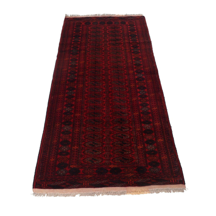 Dark Red Afghan Bokhara Rug 2' 8" x 6' 1" Hand-Knotted | No. AL88760