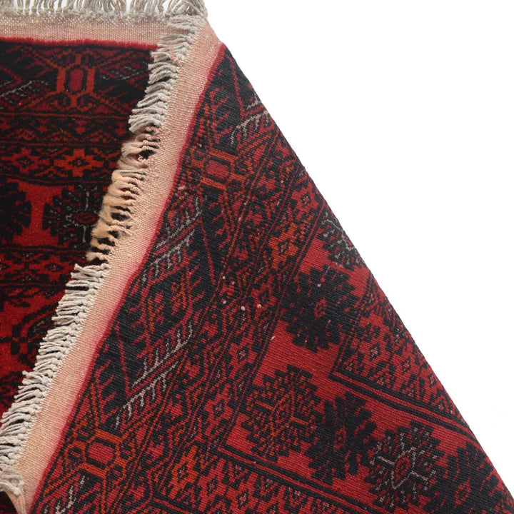 Dark Red Afghan Bokhara Rug 2' 8" x 6' 1" Hand-Knotted | No. AL88760