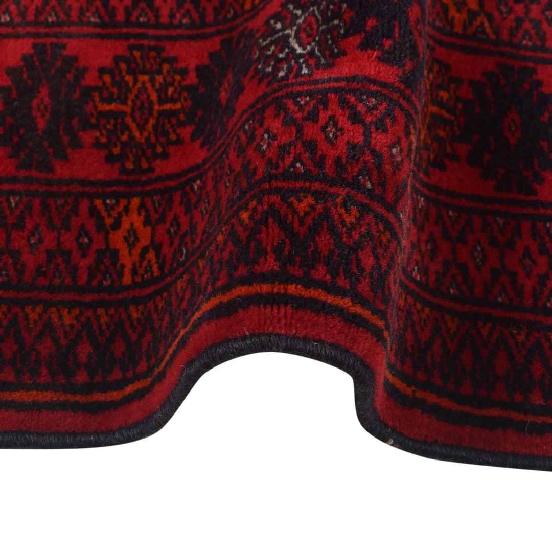 Dark Red Afghan Bokhara Rug 2' 8" x 6' 1" Hand-Knotted | No. AL88760