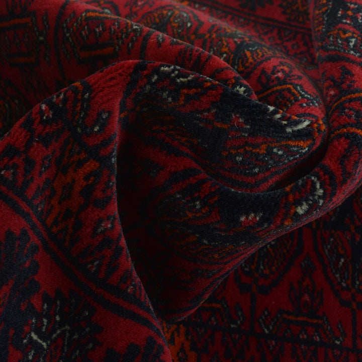 Dark Red Afghan Bokhara Rug 2' 8" x 6' 1" Hand-Knotted | No. AL88760