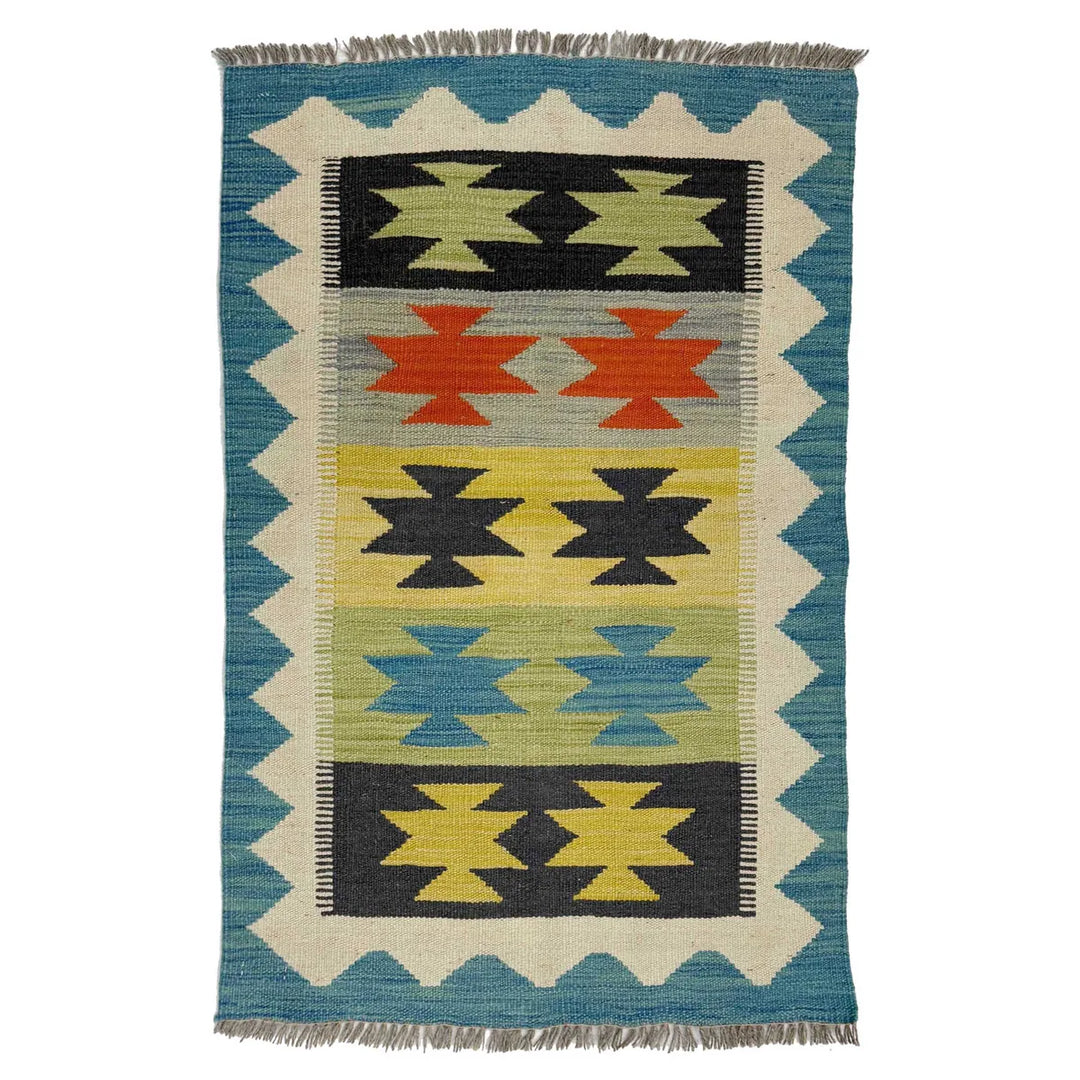 Afghan Vegetable Kilim Rug 2' 0" x 3' 0" Flat-Weave | No. AL887639