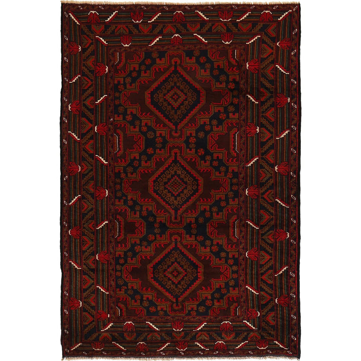 Afghan Baluchi Rug 4' 3" x 6' 3" Hand-Knotted | No. AL88797