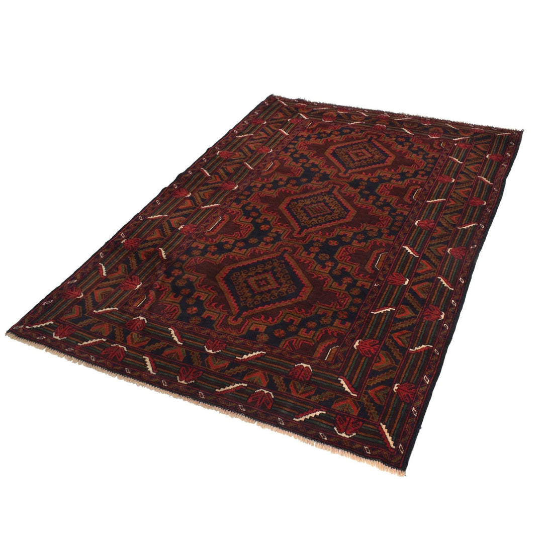 Afghan Baluchi Rug 4' 3" x 6' 3" Hand-Knotted | No. AL88797