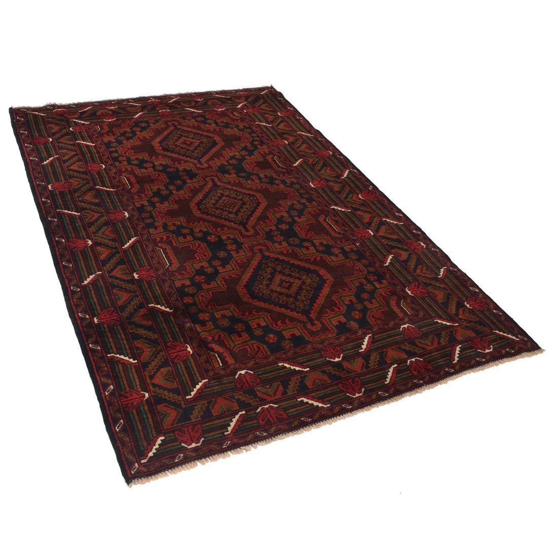 Afghan Baluchi Rug 4' 3" x 6' 3" Hand-Knotted | No. AL88797