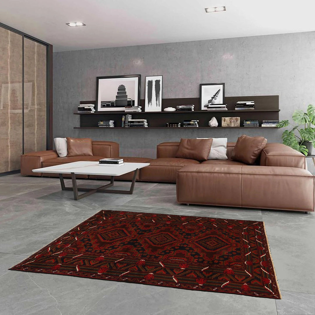 Afghan Baluchi Rug 4' 3" x 6' 3" Hand-Knotted | No. AL88797