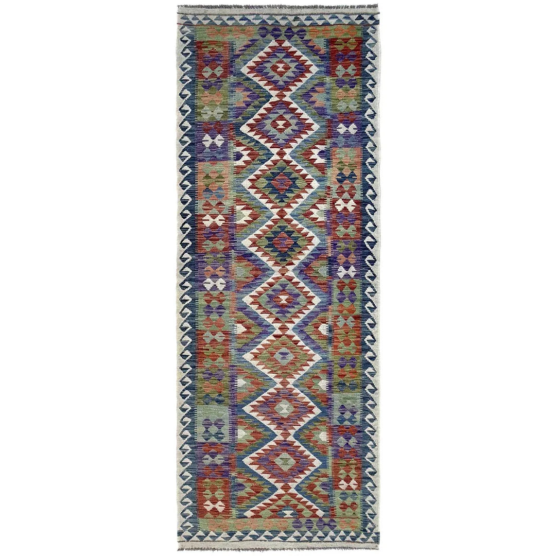 Afghan Vegetable Kilim Rug 3' 1" x 10' 0" Flat-Weave | No. AL88829