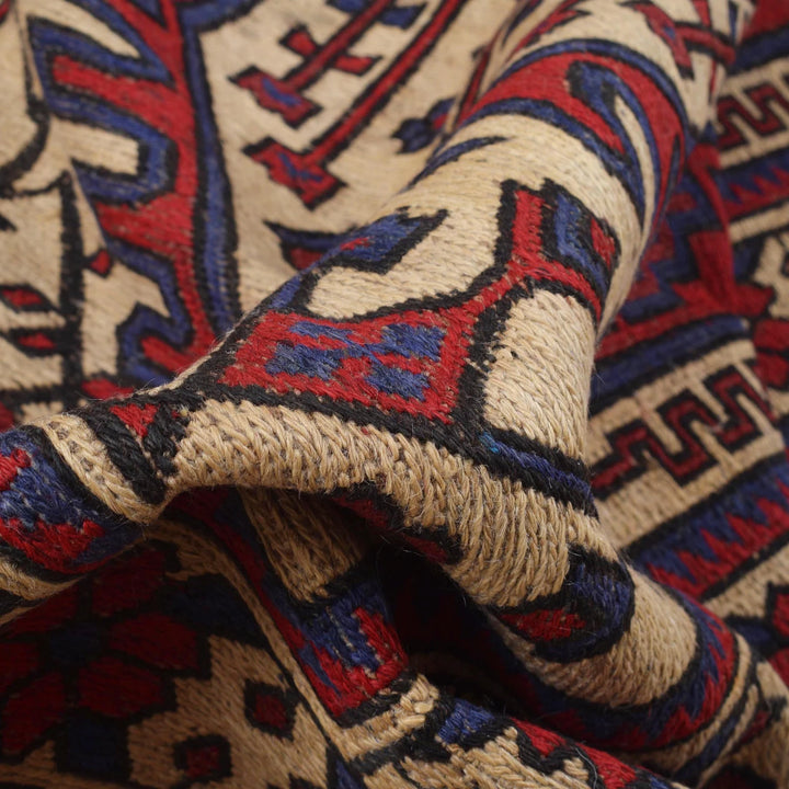 Afghan Saghari Kilim Rug 4' 2" x 6' 7" Flat-Weave | No. AL88840