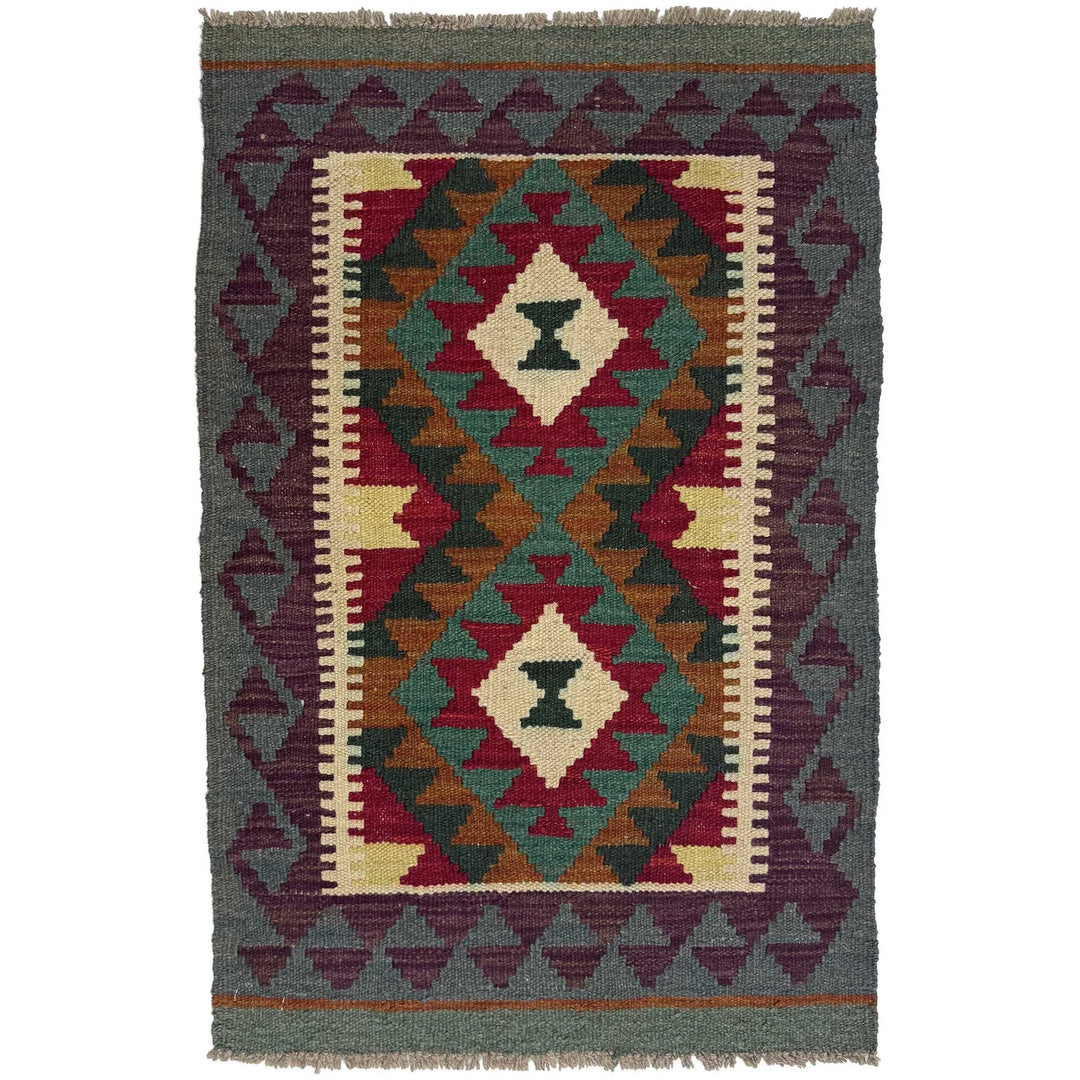 Afghan Kilim Rug 2' 0" x 3' 0" Flat-Weave | No. AL88843