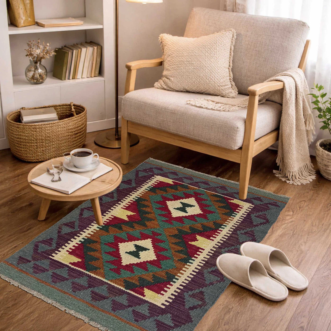 Afghan Kilim Rug 2' 0" x 3' 0" Flat-Weave | No. AL88843