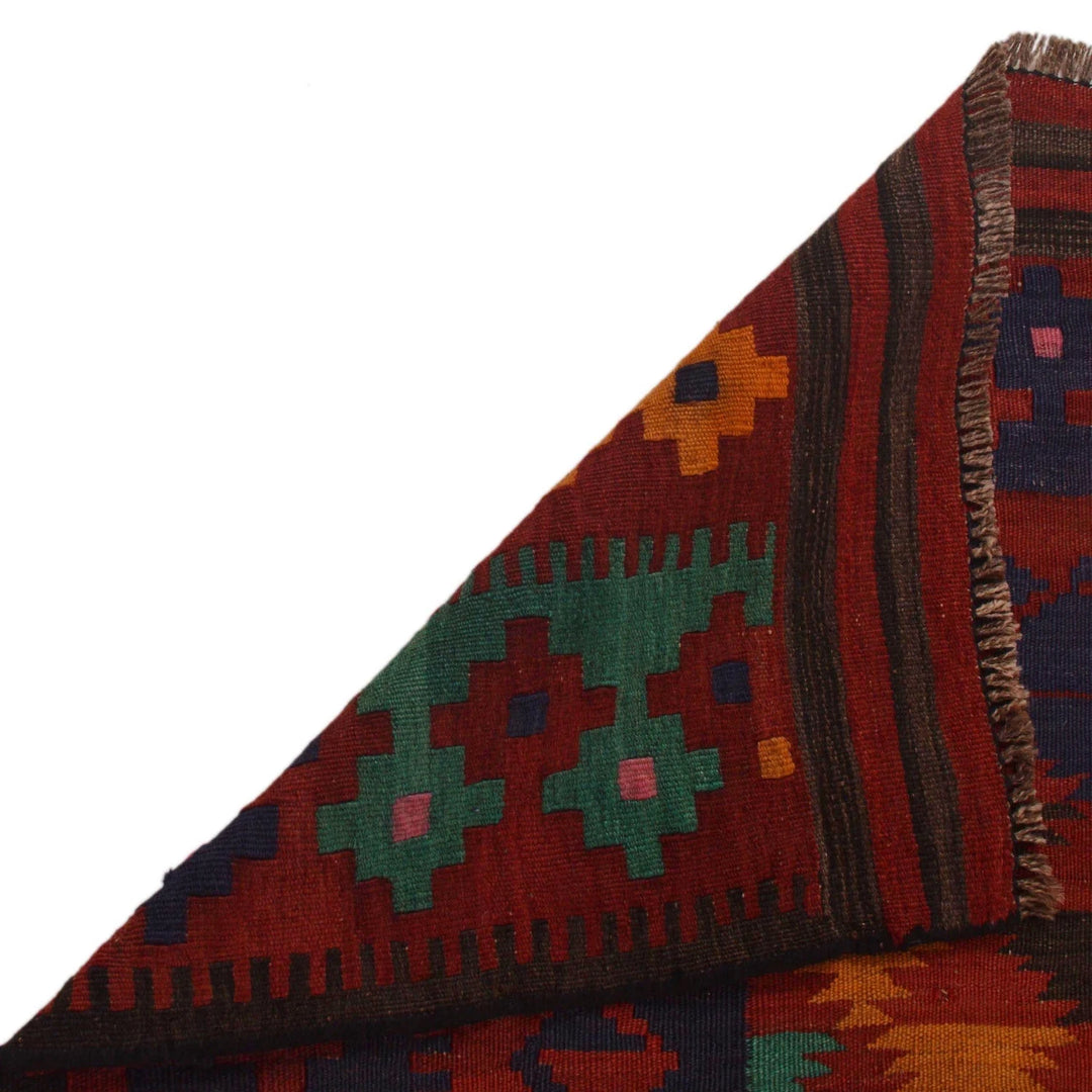 Red Afghan Kilim Rug 6' 4" x 8' 9" Flat-Weave | No. AL88891