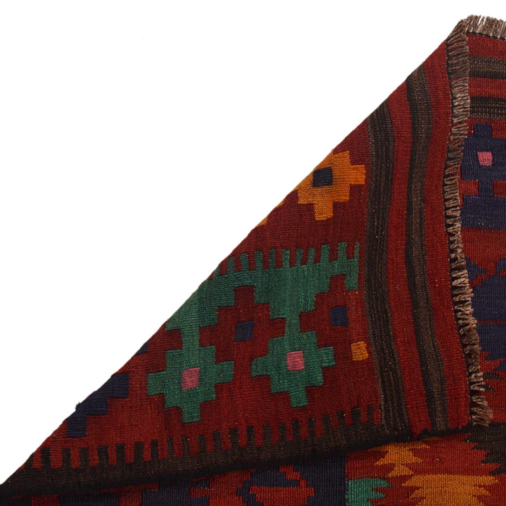 Red Afghan Kilim Rug 6' 4" x 8' 9" Flat-Weave | No. AL88891