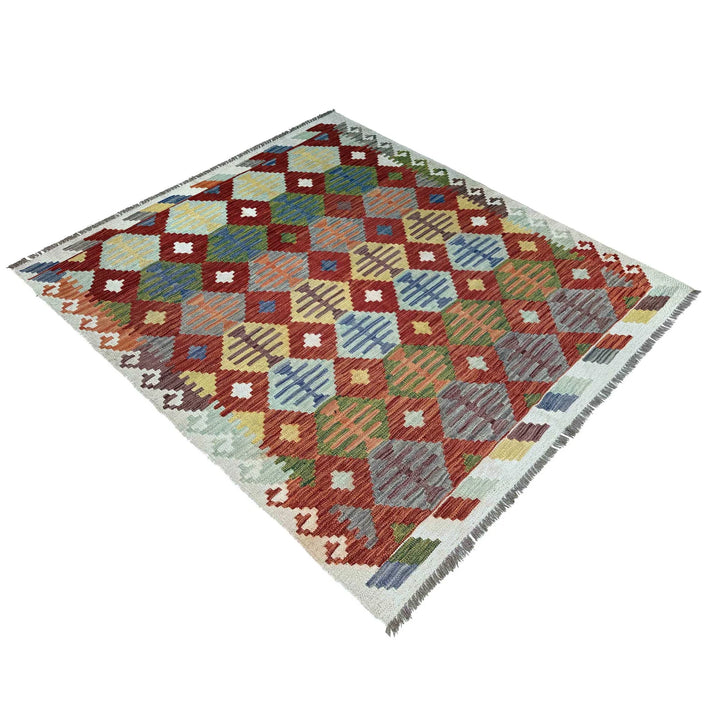Afghan Vegetable Kilim Rug 5' 0" x 6' 3" Flat-Weave | No. AL88919