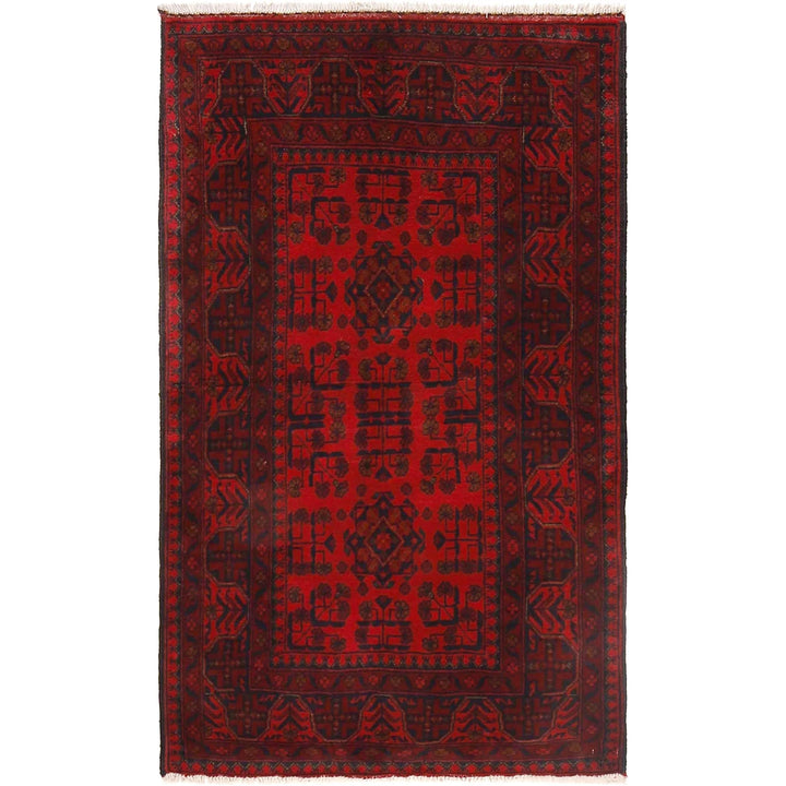 Red Afghan Khal Mohammadi Rug 3' 1" x 5' 0" Hand-Knotted | No. AL89111