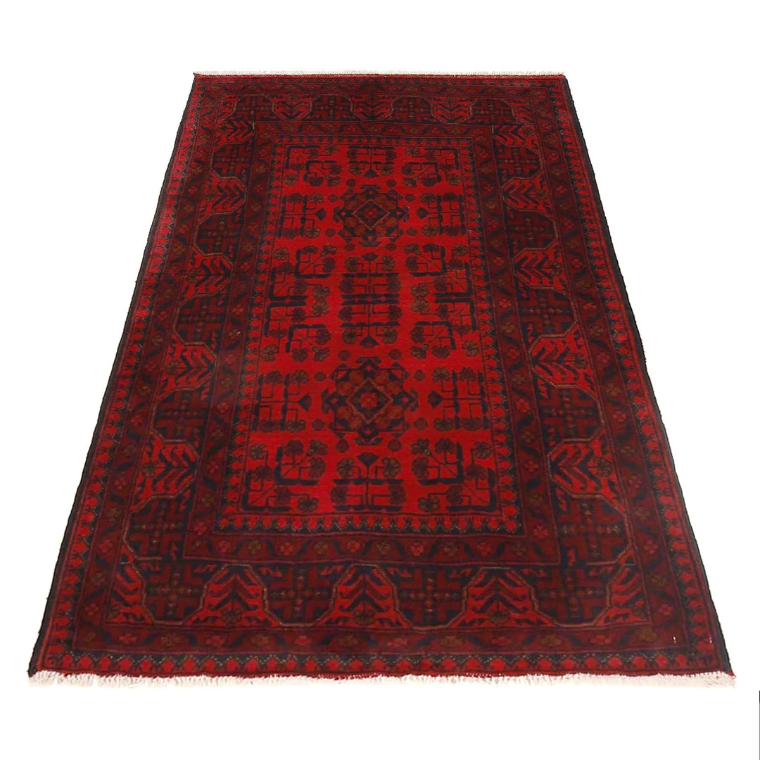 Red Afghan Khal Mohammadi Rug 3' 1" x 5' 0" Hand-Knotted | No. AL89111