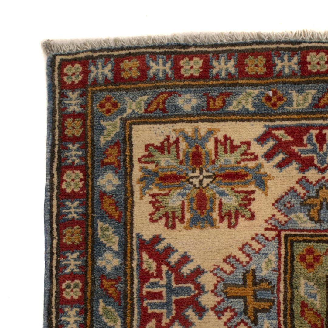 Blue Afghan Kazak Rug 4' 11" x 6' 8" Hand-Knotted | No. AL89124