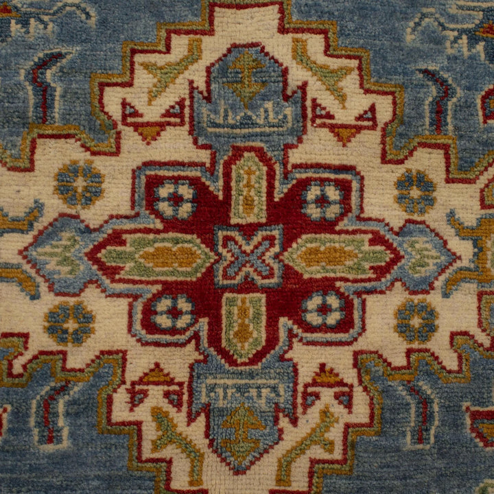 Blue Afghan Kazak Rug 4' 11" x 6' 8" Hand-Knotted | No. AL89124