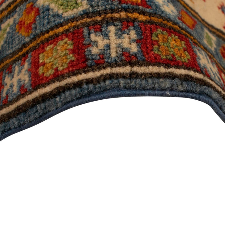 Blue Afghan Kazak Rug 4' 11" x 6' 8" Hand-Knotted | No. AL89124