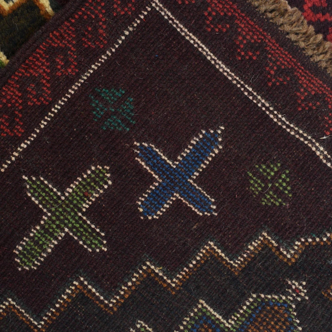 Afghan Baluchi Rug 2' 2" x 6' 4" Hand-Knotted | No. AL89149