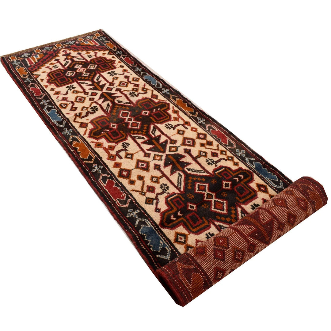 Beige Afghan Baluchi Runner 2' 7" x 12' 3" Hand-Knotted | No. AL89278