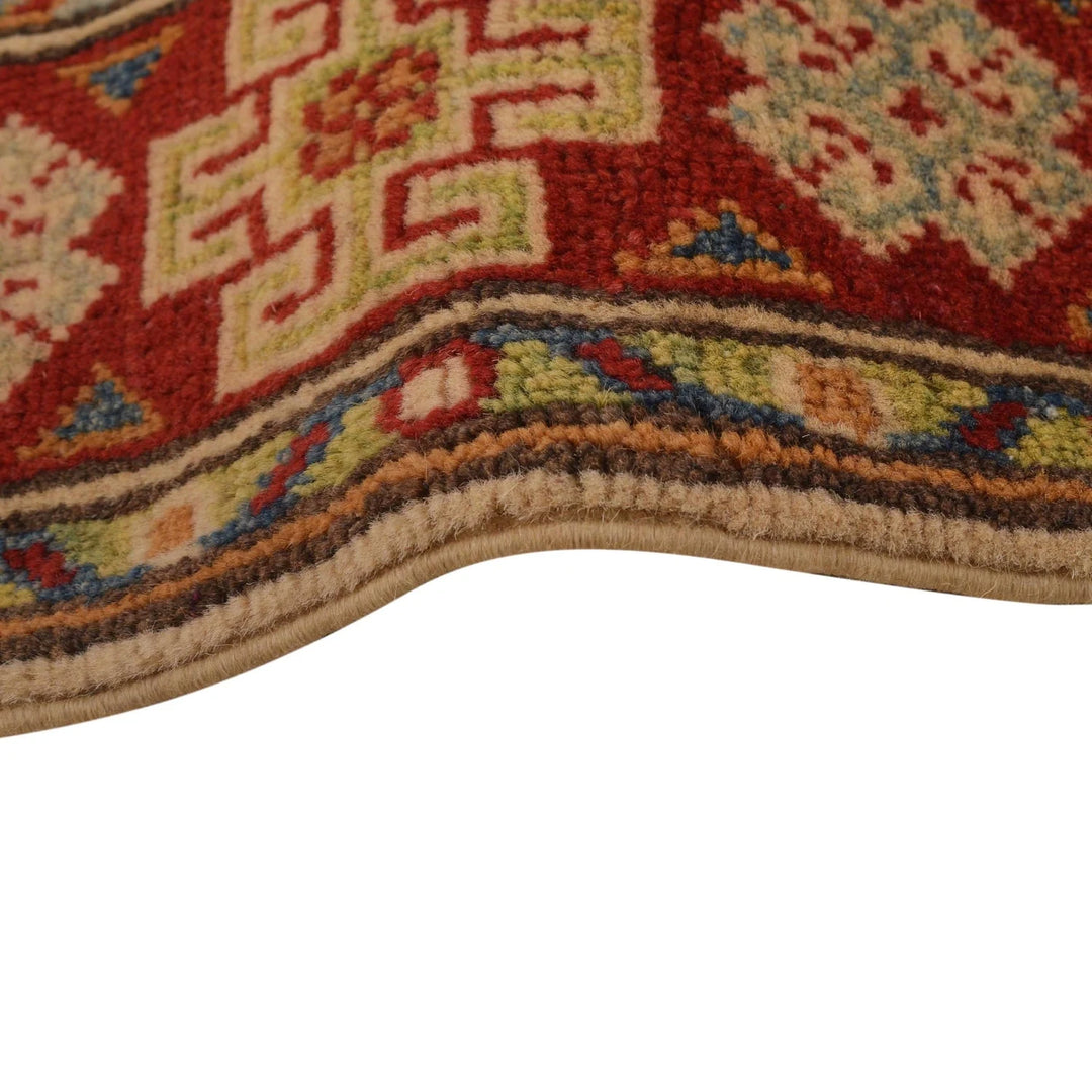 Beige Afghan Kazak Rug 2' 8" x 3' 10" Hand-Knotted | No. AL89294