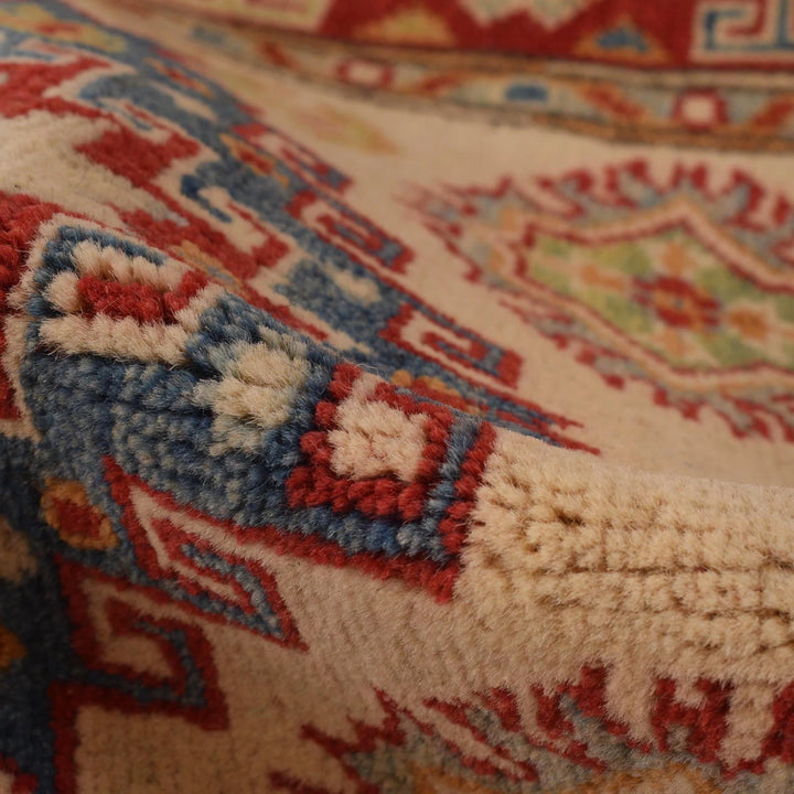Beige Afghan Kazak Rug 2' 8" x 3' 10" Hand-Knotted | No. AL89294