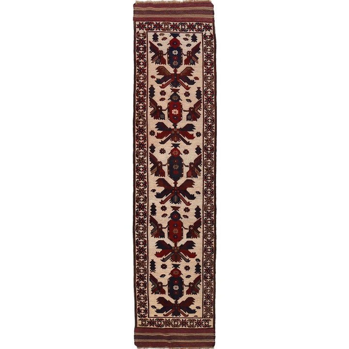 Beige Afghan Barjista Kilim Runner Rug 2' 8" x 12' 7" Flat-Weave | No. AL89306
