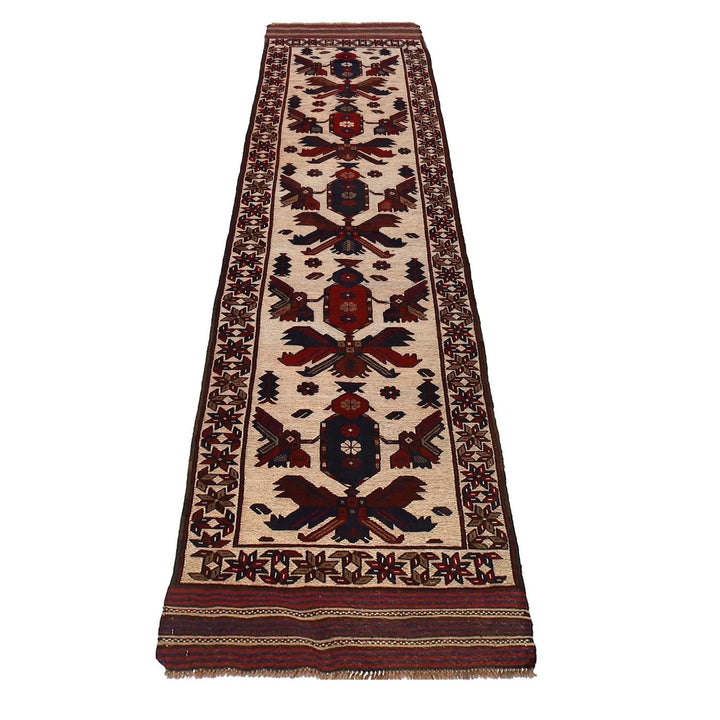 Beige Afghan Barjista Kilim Runner Rug 2' 8" x 12' 7" Flat-Weave | No. AL89306
