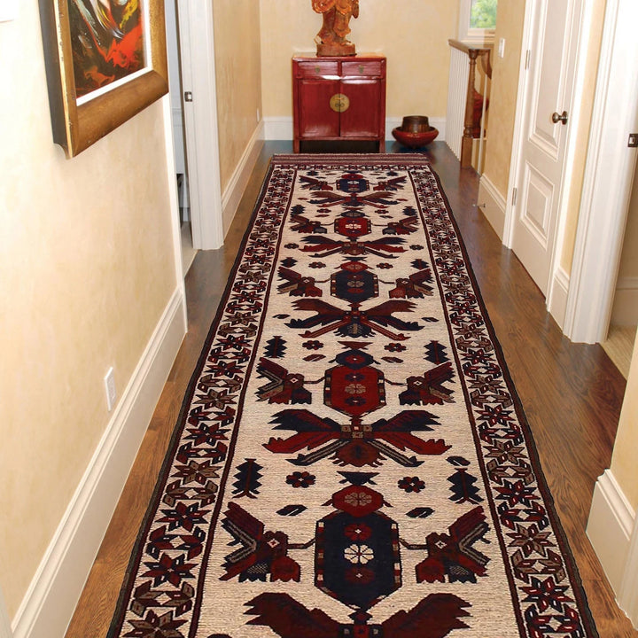 Beige Afghan Barjista Kilim Runner Rug 2' 8" x 12' 7" Flat-Weave | No. AL89306