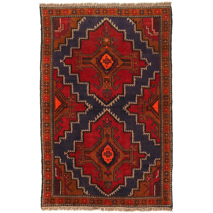 Afghan Baluchi Rug 4' 4" x 6' 7" Hand-Knotted | No. AL89312
