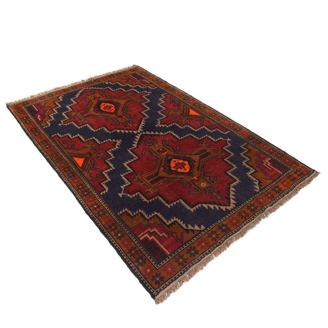 Afghan Baluchi Rug 4' 4" x 6' 7" Hand-Knotted | No. AL89312